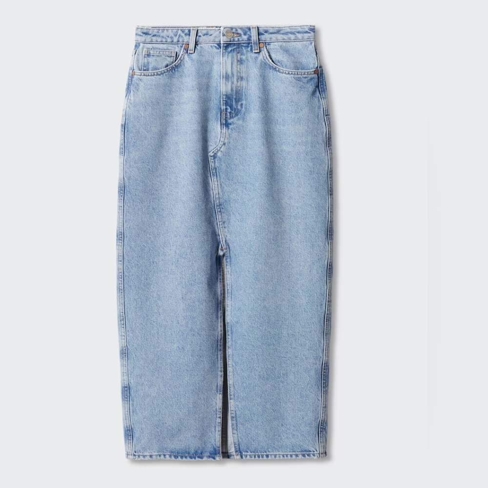 MANGO Light Blue Denim Maxi Skirt NWT! - Picture 8 of 8